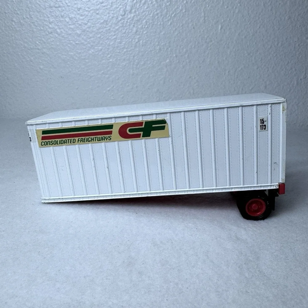 Vintage Consolidated Freightways‎ CF Diecast Toy Trailer Metal White Light Wear